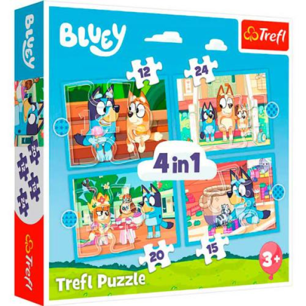 Trefl - Puzzles 4em1 -Bluey and his world(TR34637)