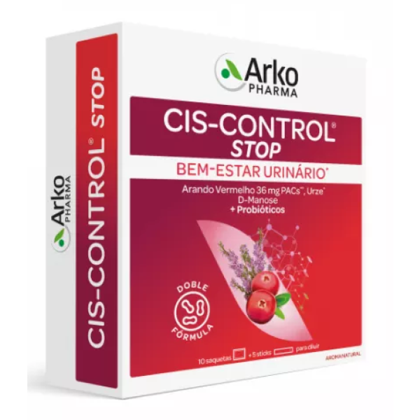 Arkopharma Cis-Control Stop Saqueta Activos vegetais 10 x 4 g + Stick Fermentos lácteos 5 x 1.5 g